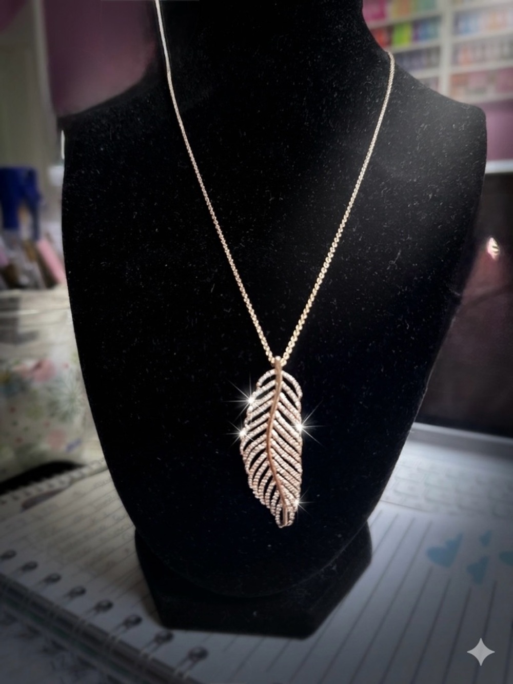 Pandora Gold Leaf Drop Necklace